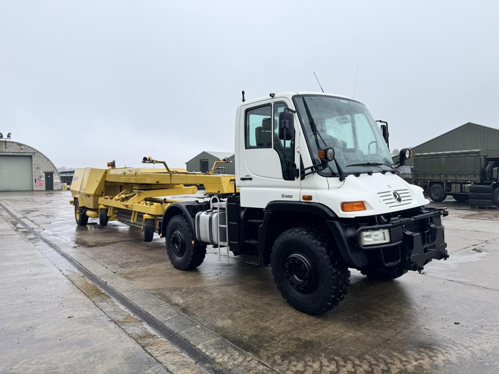 Mercedes Unimog U400 with Danline Runway Sweeper - Govsales of mod surplus ex army trucks, ex army land rovers and other military vehicles for sale